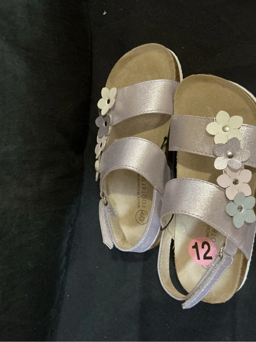 Sandals White Mountain Girls Lavender Metallic Flower Strap Sandals sz 12 flower